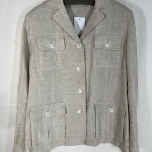 Flax Linen Safari Jacket 18W Lands End